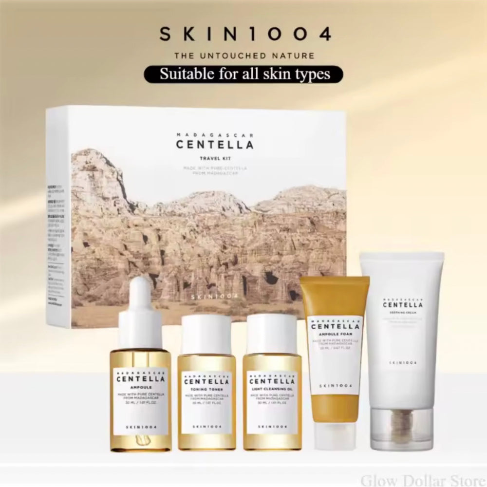 SKIN1004 Madagascar Centella Travel Kit – Routine Completa Lenitiva & Glow in Mini Size (5 Step Coreano)